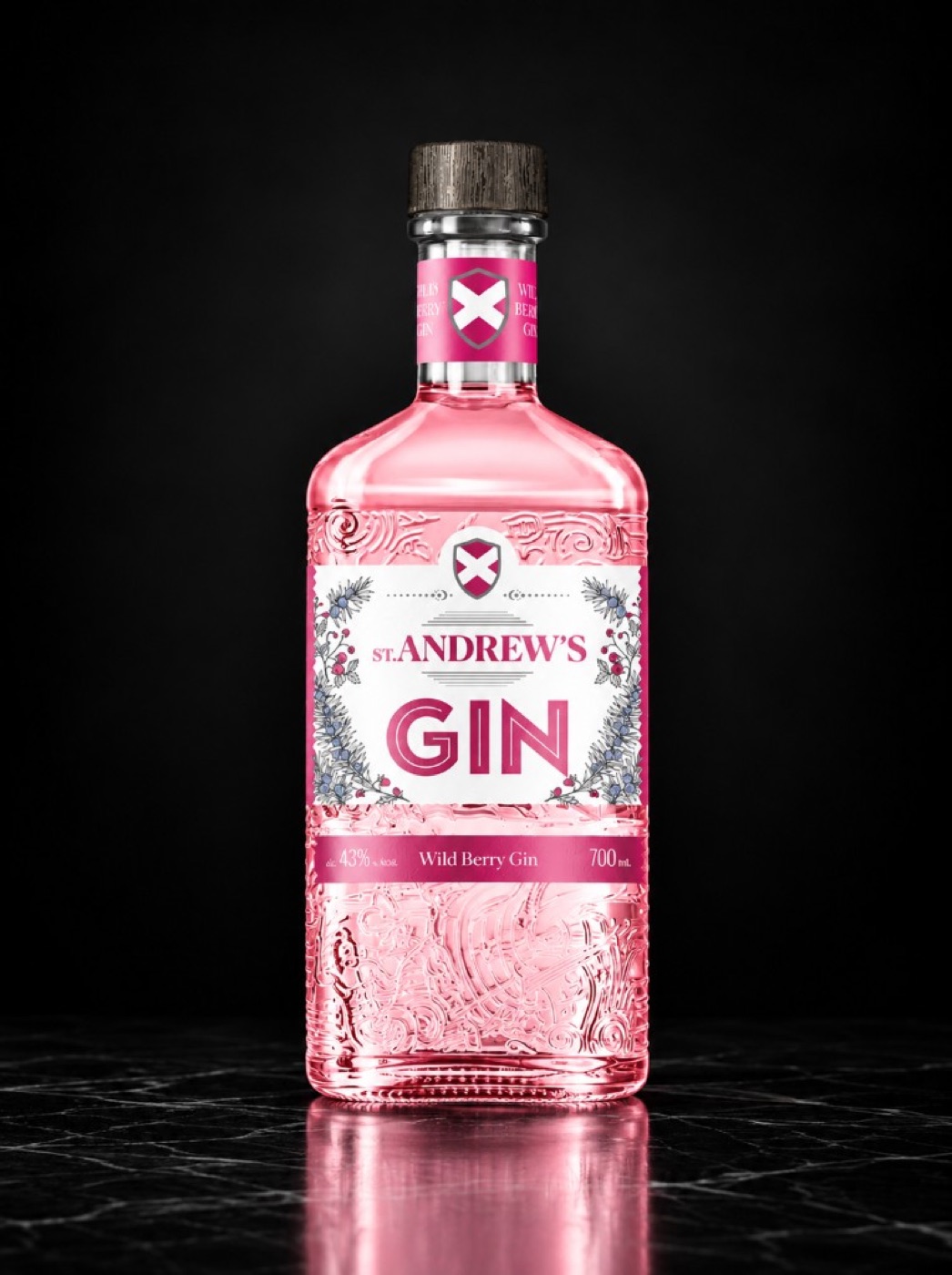 St. Andrew’s Wild Berry Gin bottle